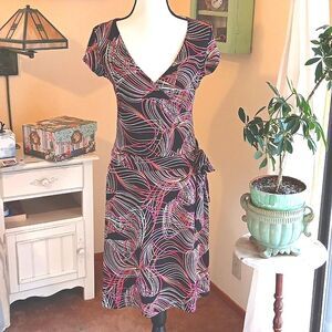 Vol.1 Wrap Front Dress. Abstract Graphics. Spirograph. Fit and Flare